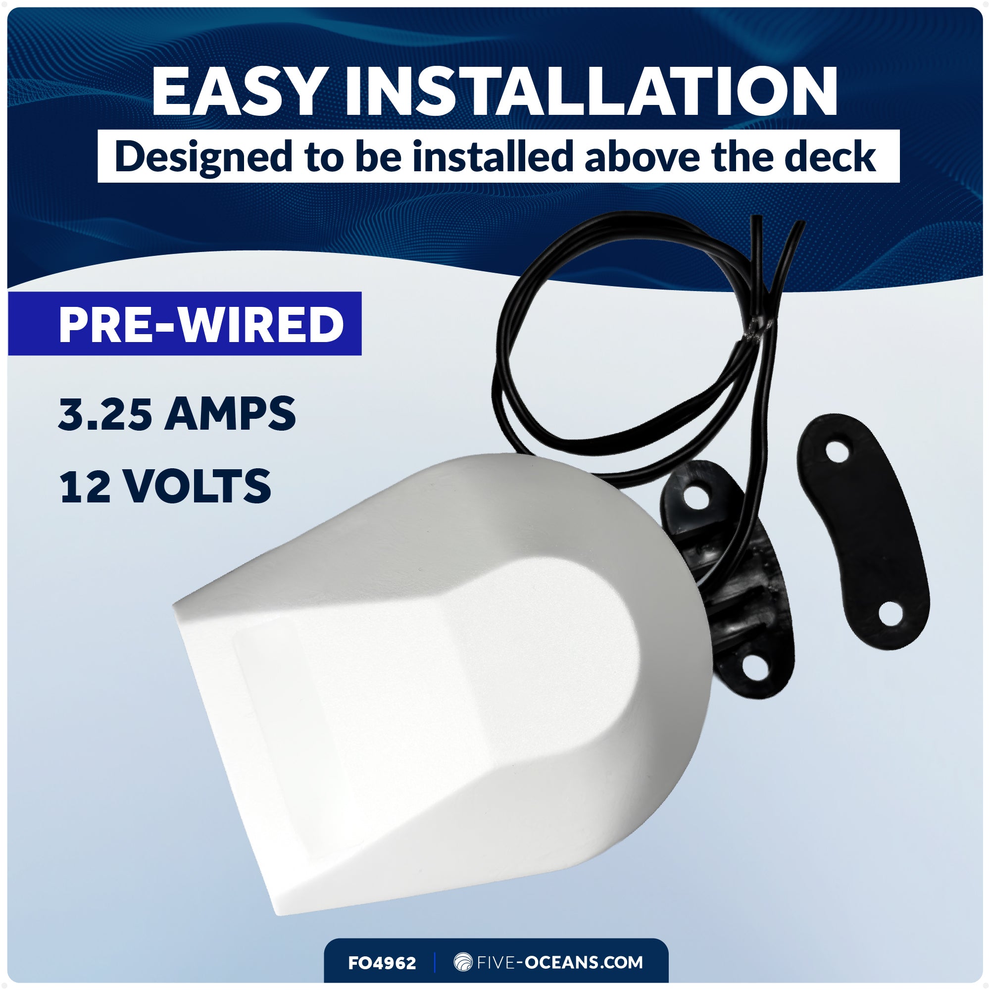 Boat Horn, 120 dB, White ABS Cover, 12V - FO4962 - Five Oceans