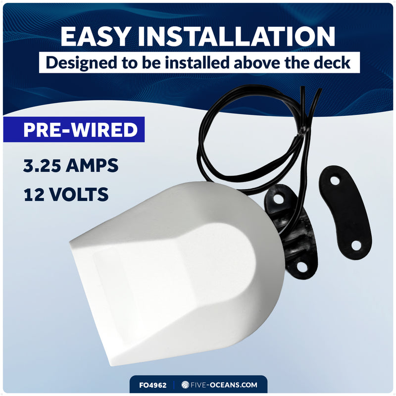 Boat Horn, 120 dB, White ABS Cover, 12V - FO4962 - Five Oceans
