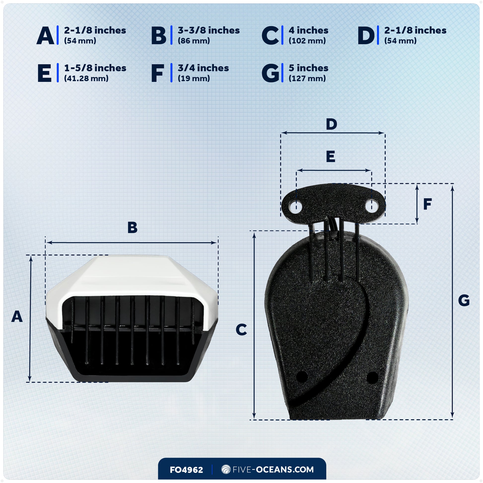 Boat Horn, 120 dB, White ABS Cover, 12V - FO4962 - Five Oceans