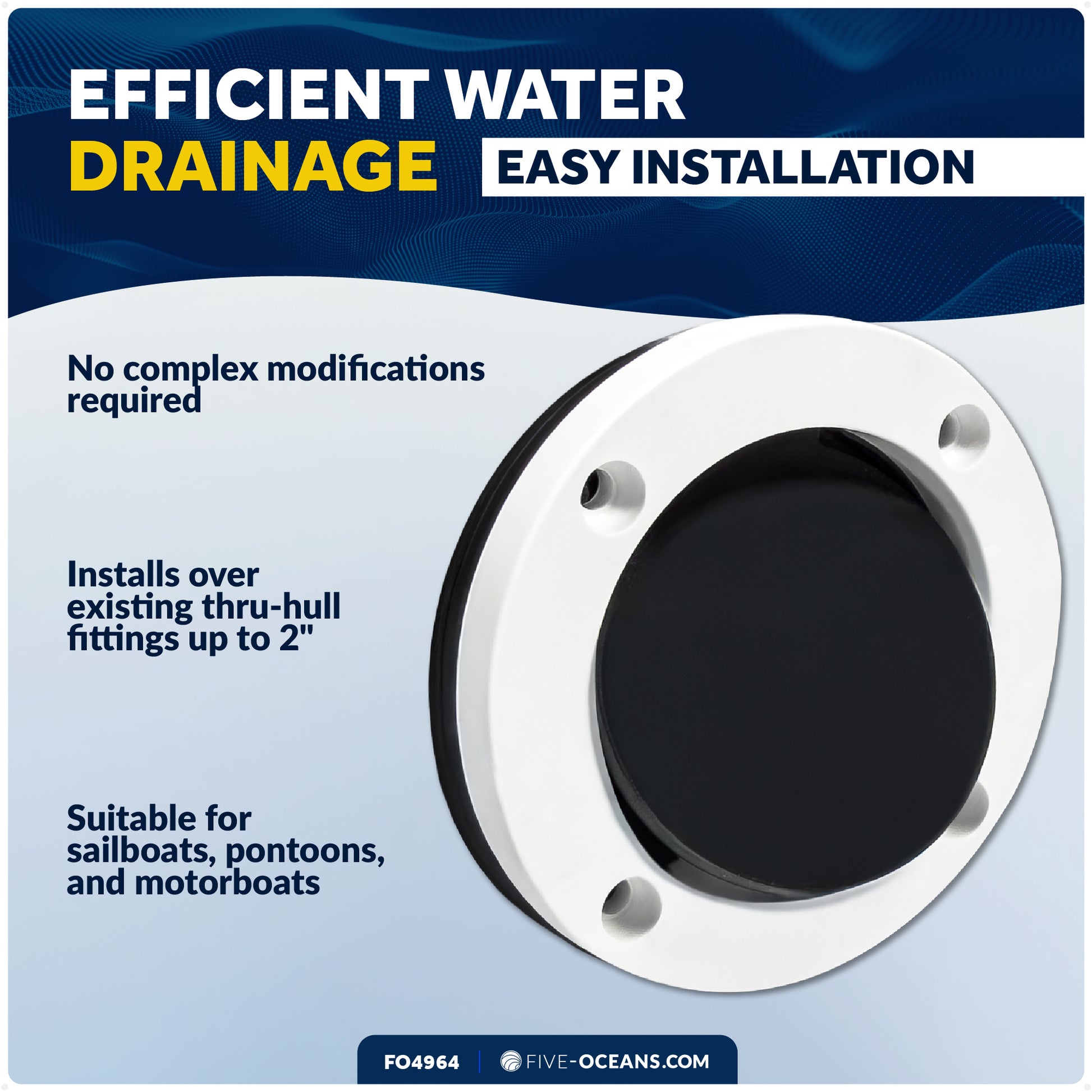 2-3/4" Scupper Valve - Self-Bailing Deck Drain for Boats- FO4964 - Five Oceans