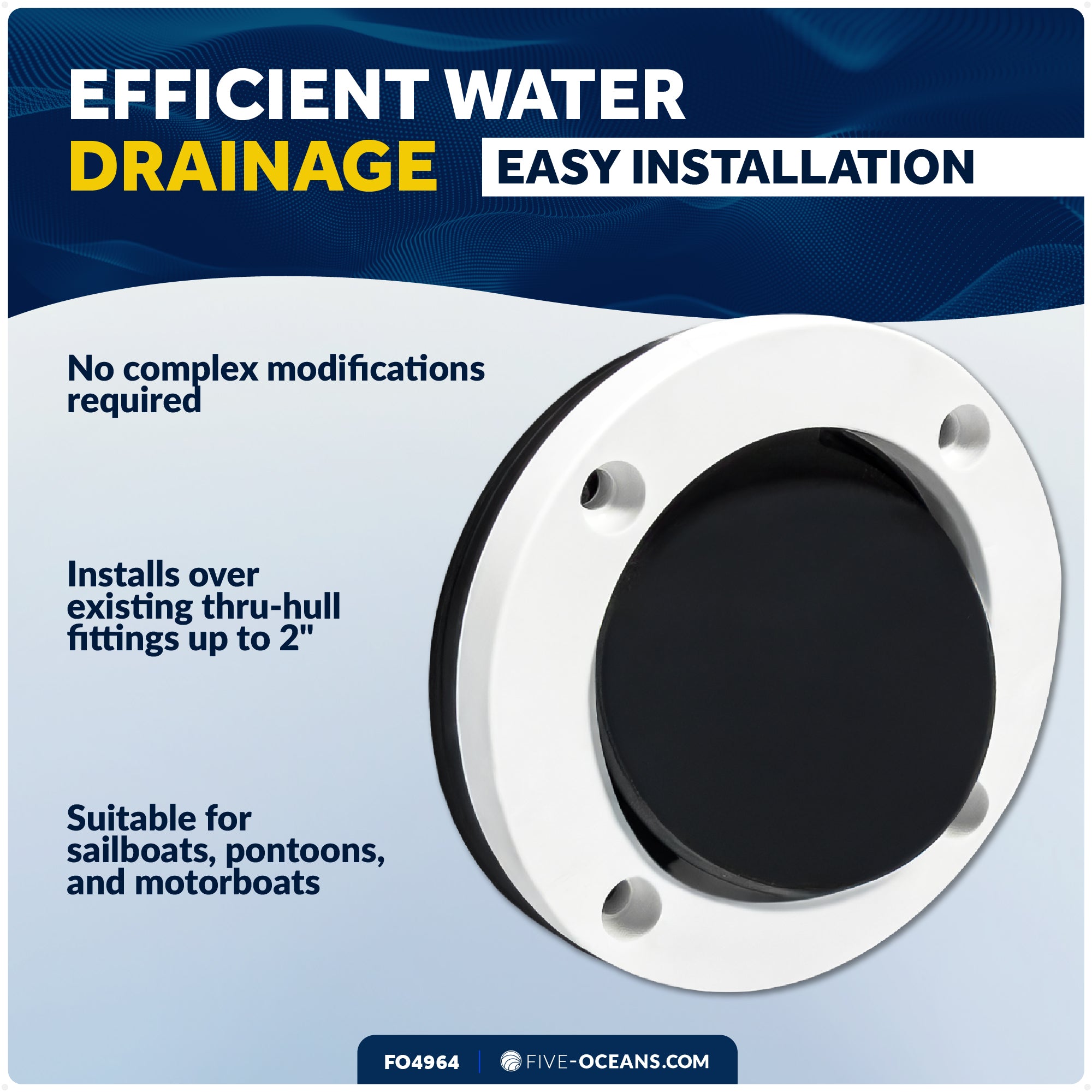 2-3/4" Scupper Valve - Self-Bailing Deck Drain for Boats- FO4964 - Five Oceans