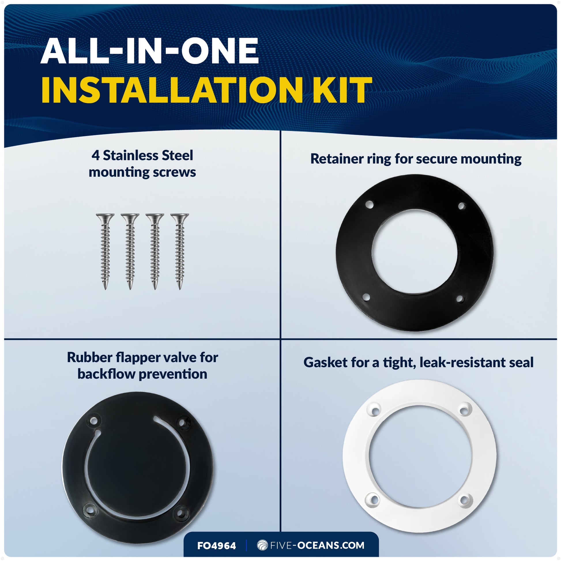 2-3/4" Scupper Valve - Self-Bailing Deck Drain for Boats- FO4964 - Five Oceans