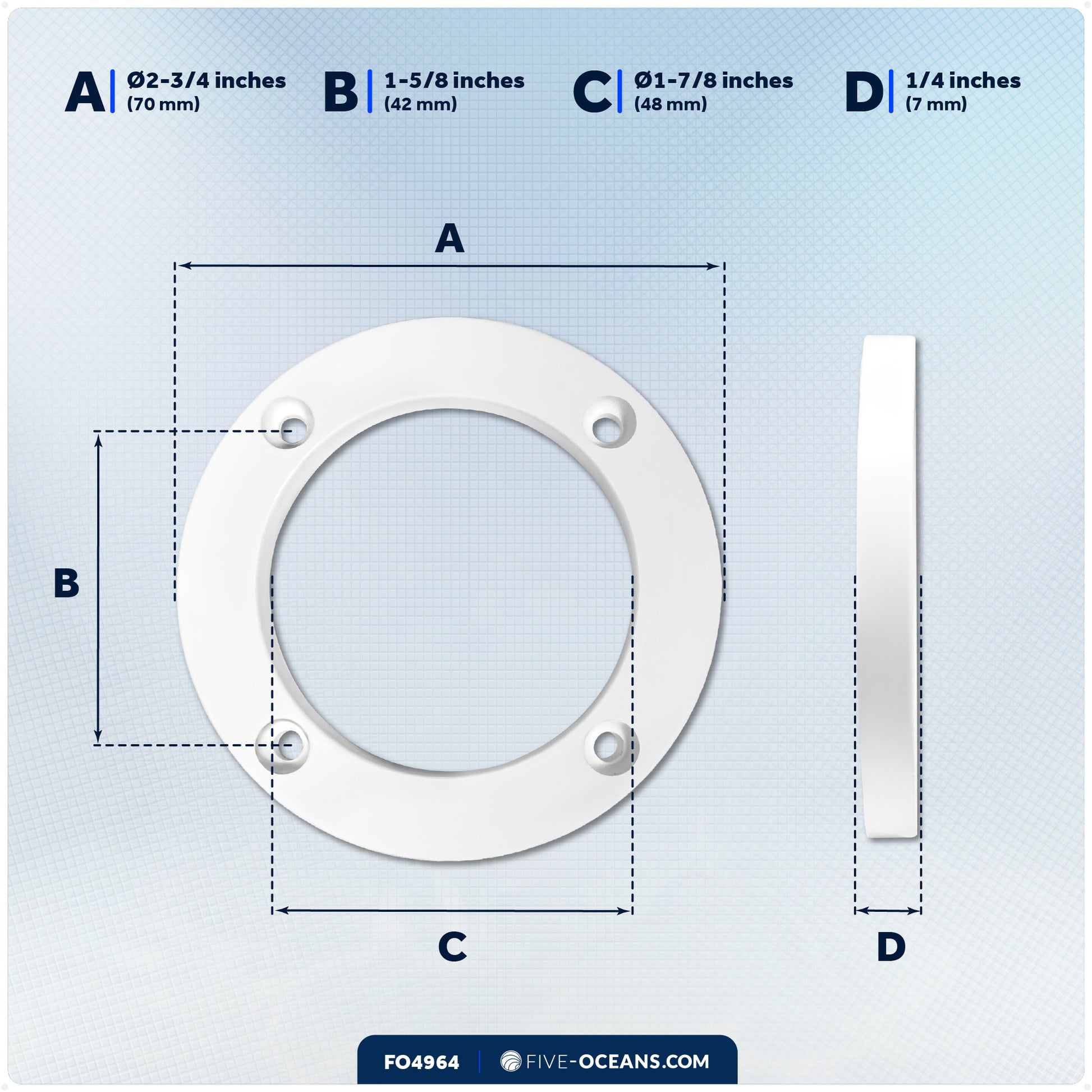 2-3/4" Scupper Valve - Self-Bailing Deck Drain for Boats- FO4964 - Five Oceans