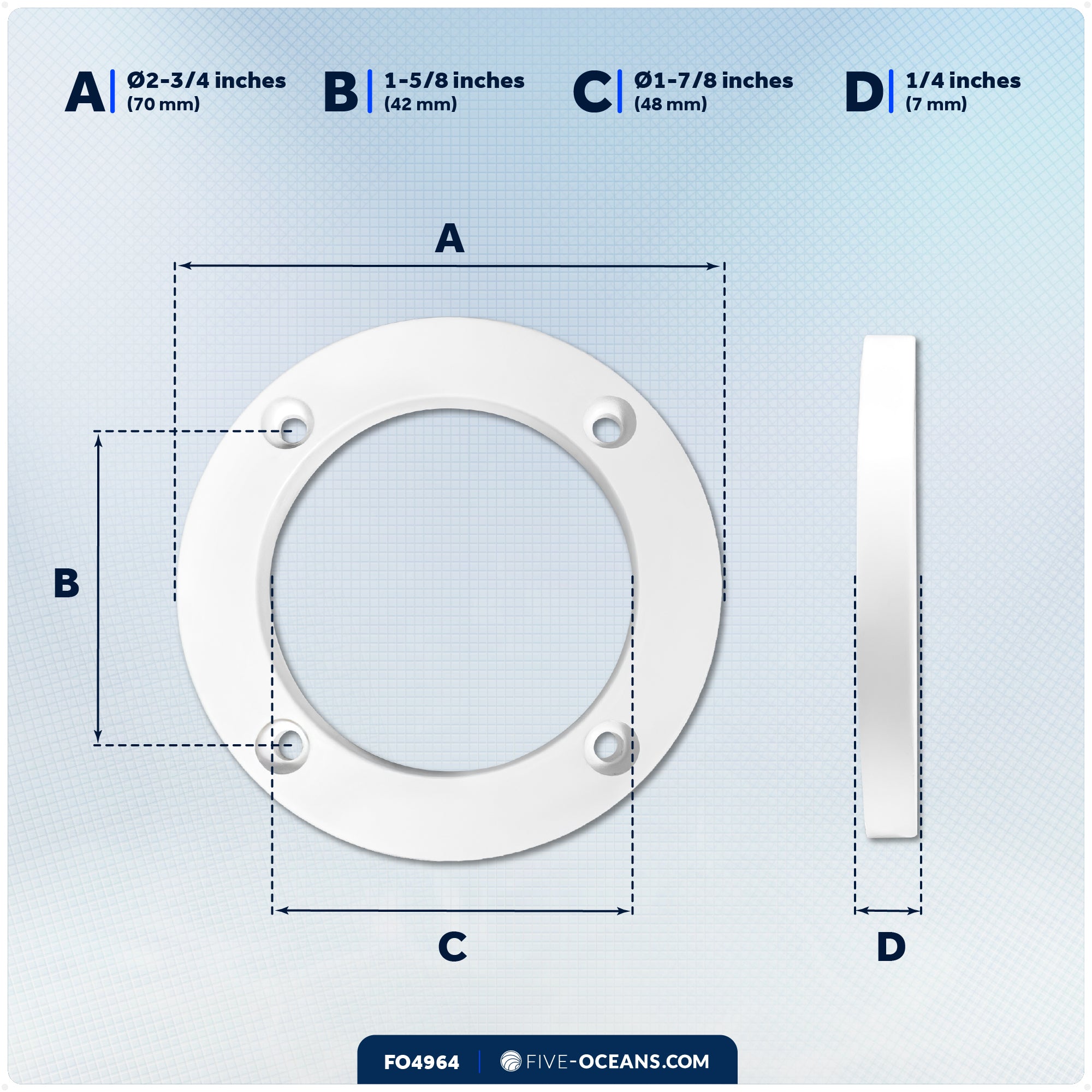 2-3/4" Scupper Valve - Self-Bailing Deck Drain for Boats- FO4964 - Five Oceans