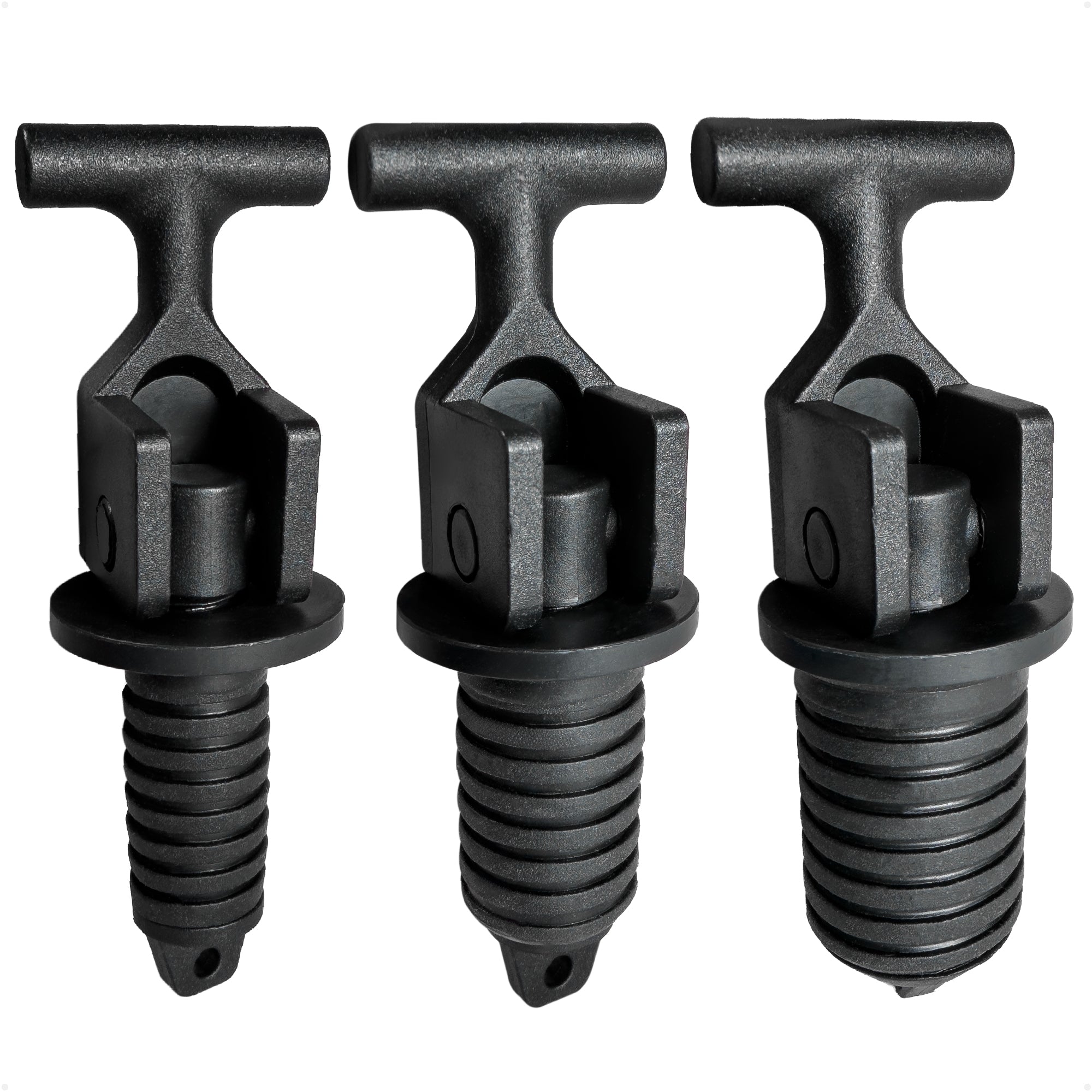 Floating Livewell Drain Plugs, 1/2", 5/8" & 3/4" Plugs, ABS Black Plastic  - FO4968 - Five Oceans