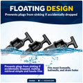 Floating Livewell Drain Plugs, 1/2", 5/8" & 3/4" Plugs, ABS Black Plastic  - FO4968 - Five Oceans