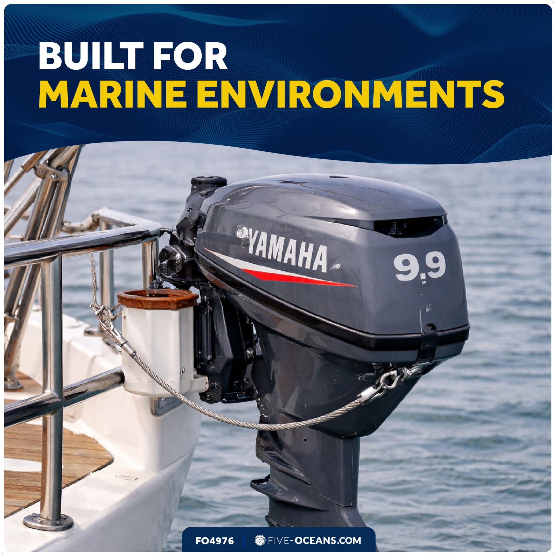 50" Outboard Safety Cable 3/16" with Snap Hook, Vinyl-Coated Galvanized Steel - FO4976 - Five Oceans