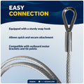 4 Ft Outboard Safety Cable 3/16" with Snap Hook, Vinyl-Coated Galvanized Steel