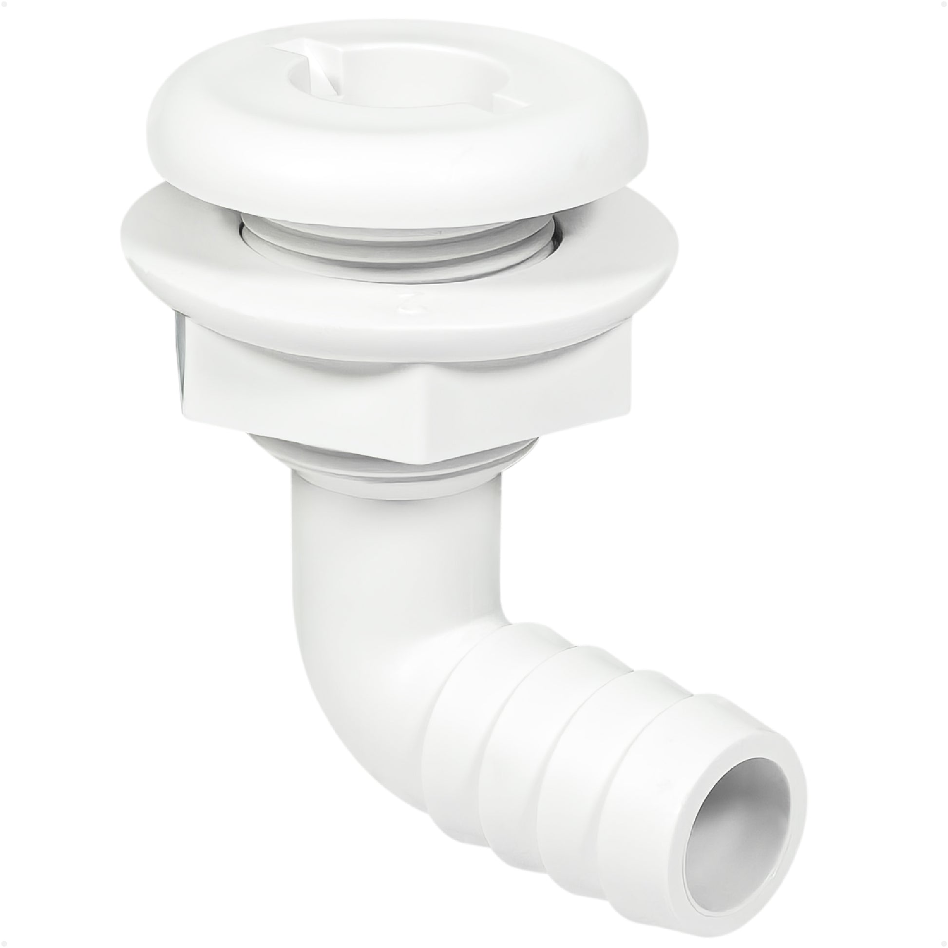 3/4" Angled Thru-Hull Fitting - White ABS Plastic for Boat, Pontoon, and Yachts - FO4978 - Five Oceans
