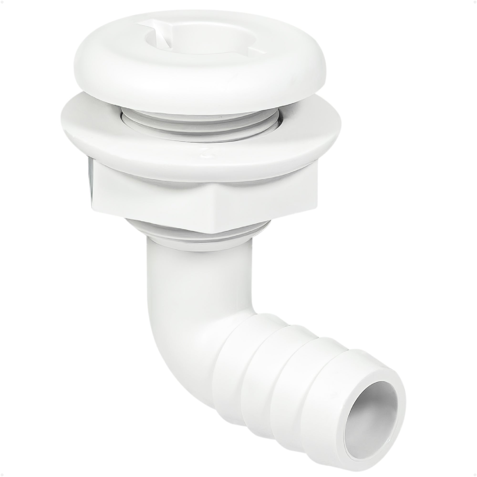 3/4" Angled Thru-Hull Fitting - White ABS Plastic for Boat, Pontoon, and Yachts - FO4978 - Five Oceans