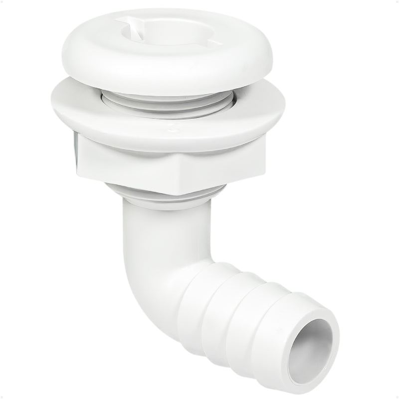 3/4" Angled Thru-Hull Fitting - White ABS Plastic - FO4978 - Five Oceans