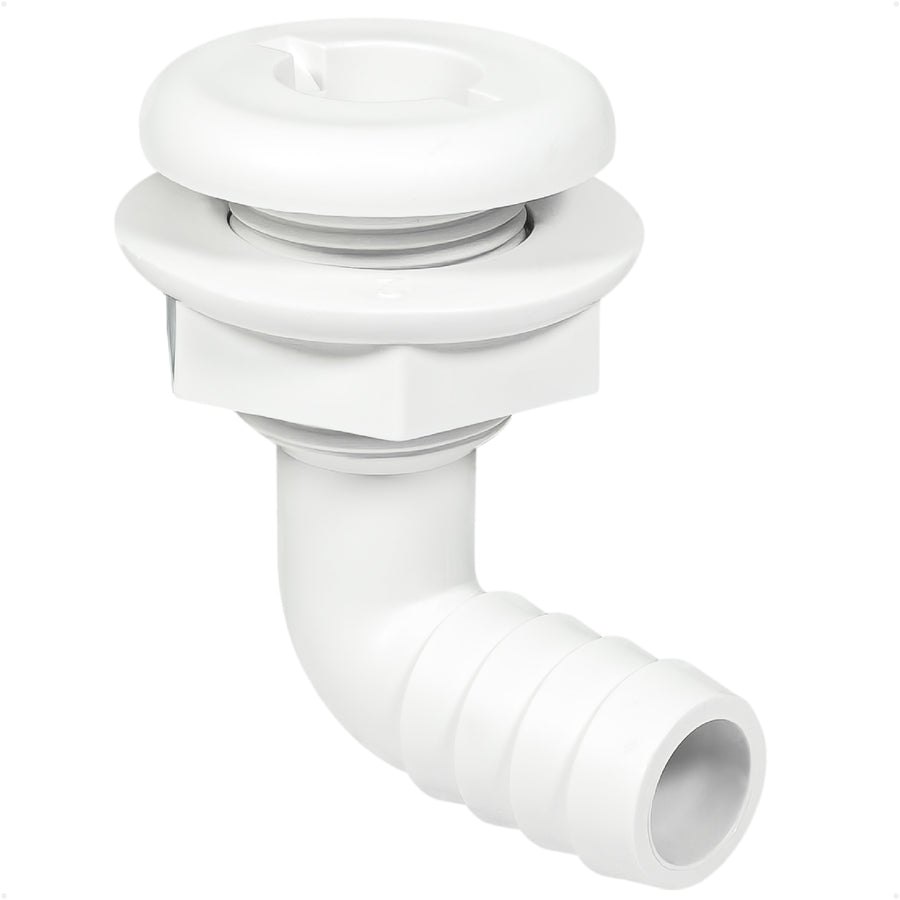 3/4" Angled Thru-Hull Fitting - White ABS Plastic - FO4978 - Five Oceans