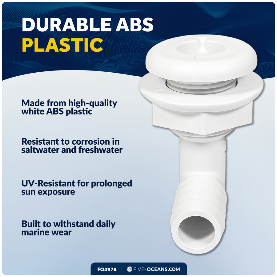3/4" Angled Thru-Hull Fitting - White ABS Plastic - FO4978 - Five Oceans