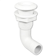 1" Angled Thru-Hull Fitting - White ABS Plastic for Boat, Pontoon, and Yachts - FO4980 - Five Oceans