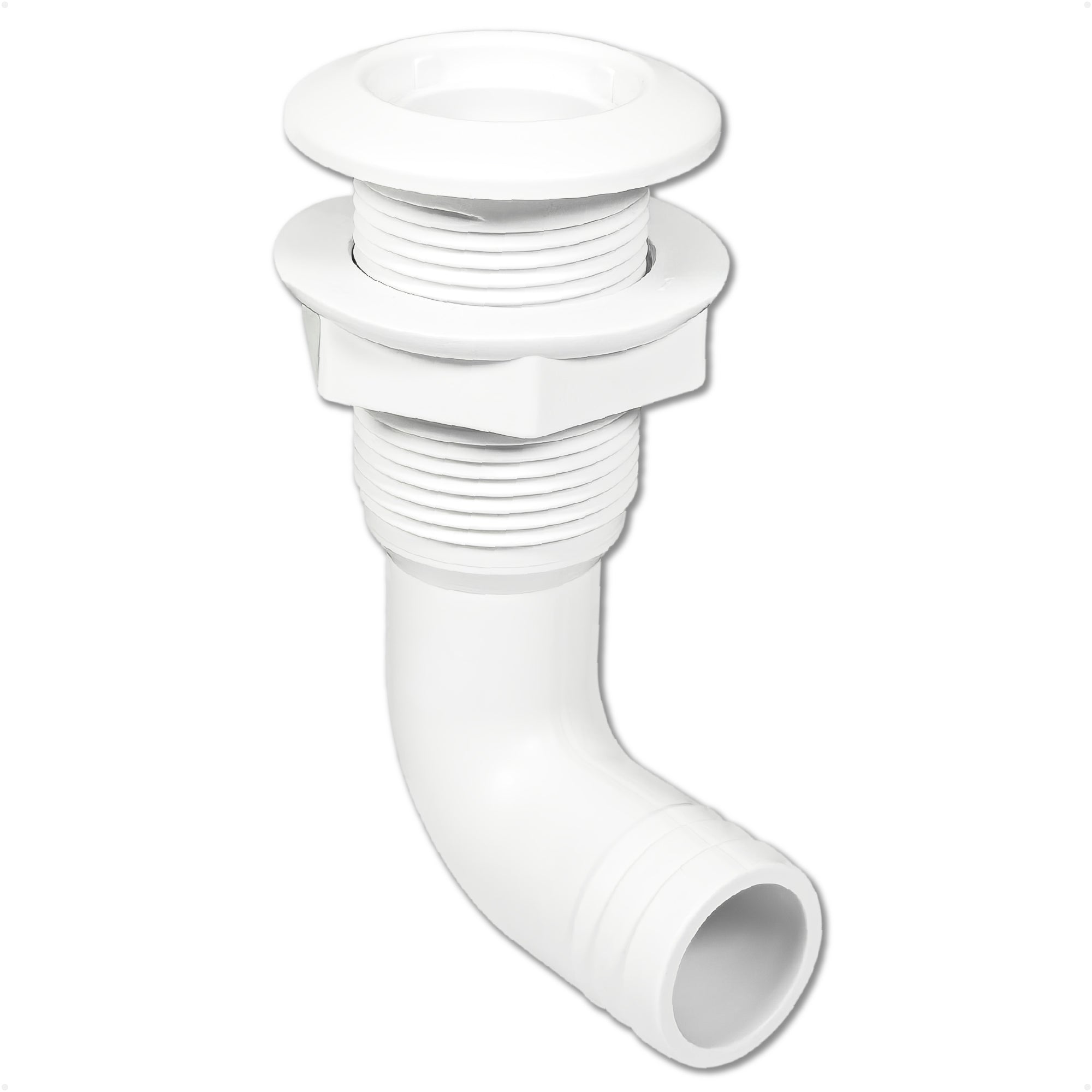 1" Angled Thru-Hull Fitting - White ABS Plastic for Boat, Pontoon, and Yachts - FO4980 - Five Oceans