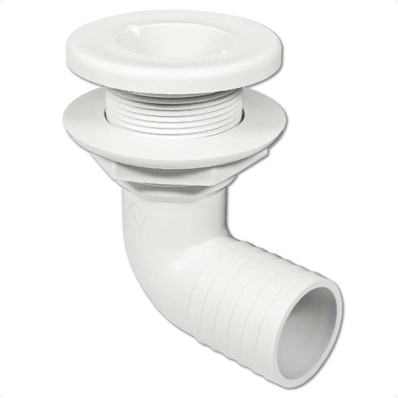 1-1/2" Angled Thru-Hull Fitting - White ABS Plastic - FO4984 - Five Oceans
