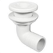1-1/2" Angled Thru-Hull Fitting - White ABS Plastic for Boat, Pontoon, and Yachts - FO4984 - Five Oceans