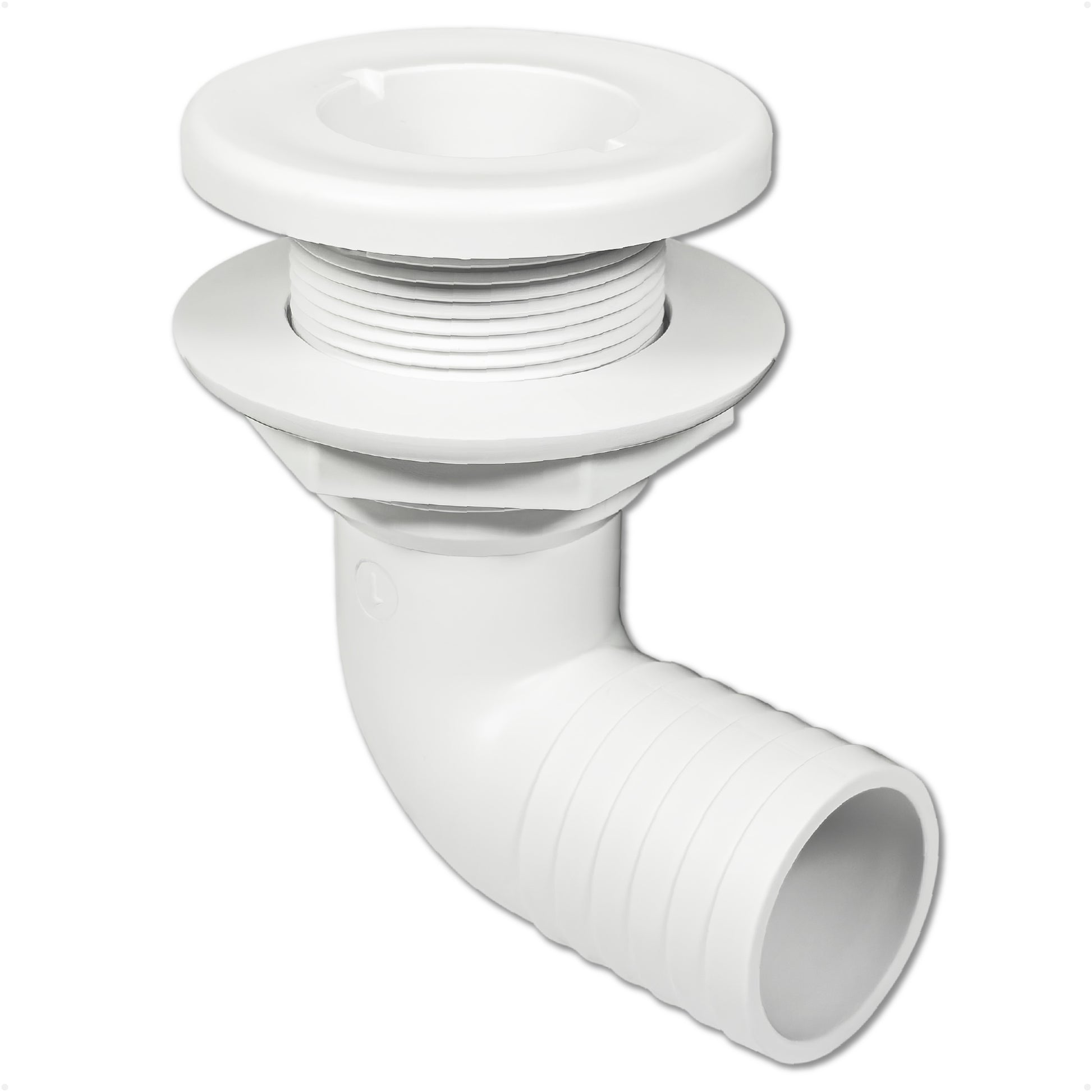 1-1/2" Angled Thru-Hull Fitting - White ABS Plastic for Boat, Pontoon, and Yachts - FO4984 - Five Oceans