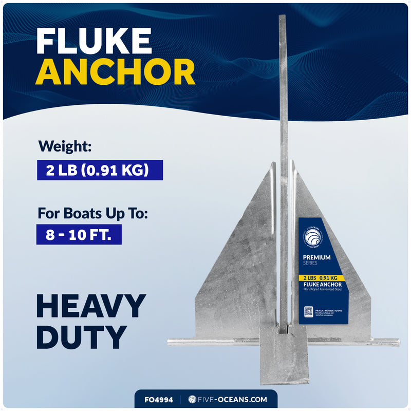 2 Lb. Fluke Anchor, Galvanized Steel – FO4994 - Five Oceans