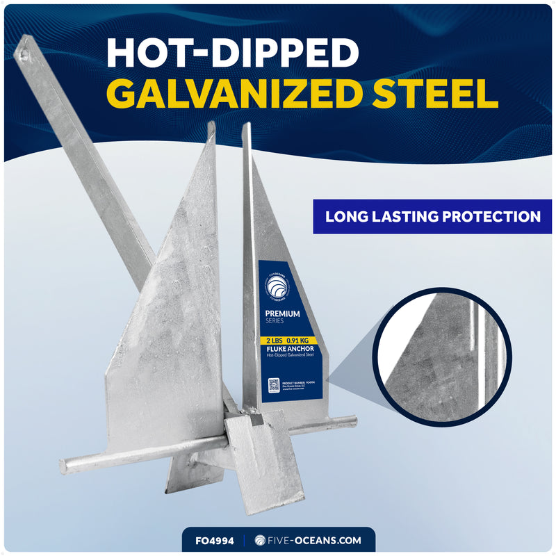 2 Lb. Fluke Anchor, Galvanized Steel – FO4994 - Five Oceans