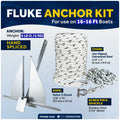 6 lb Fluke Anchor Kit - Hand-Spliced Rope & Chain