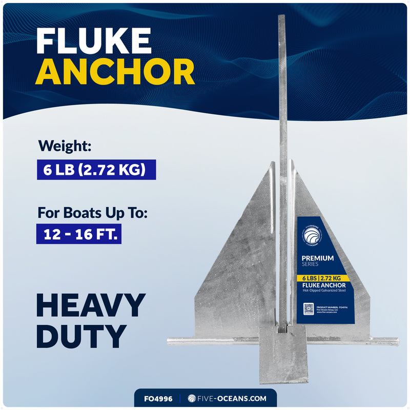 6 Lb. Fluke Anchor, Galvanized Steel - FO4996 - Five Oceans