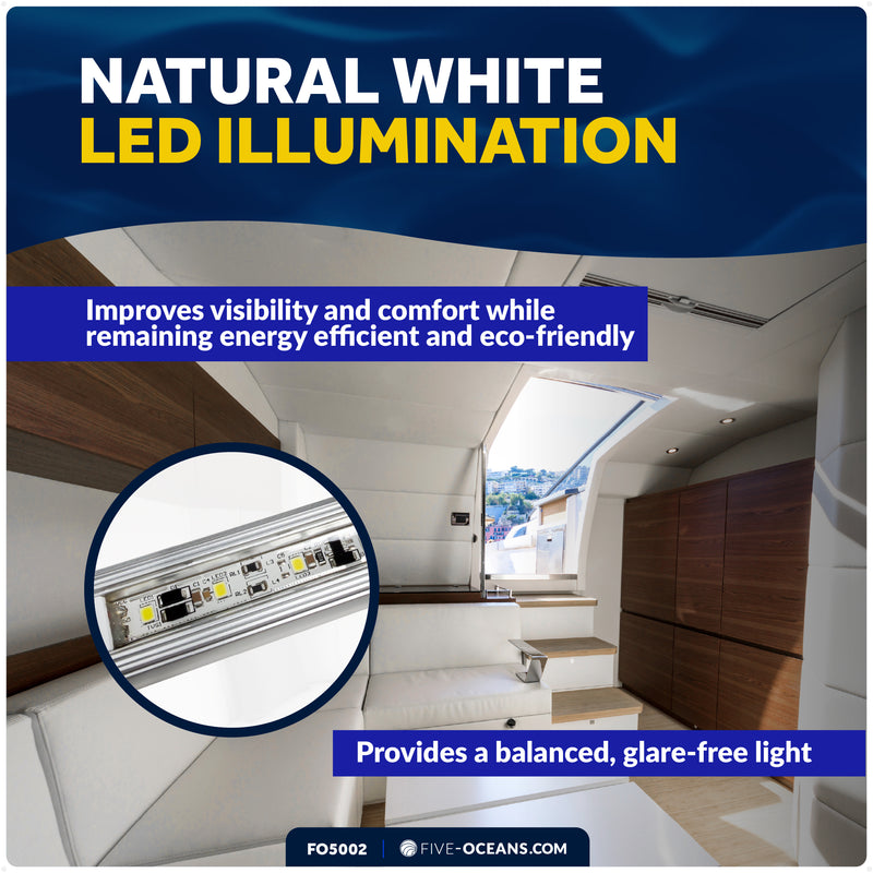 24-1/2" LED Strip Light, 16.5W Natural White, Aluminum Housing, 12V-30V - FO5002 - Five Oceans