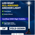 24" LED Anchor Light, Certified 2NM, Fold-Down, Polycarbonate Lens & Aluminum Tube, 12-30V DC - FO5008 - Five Oceans