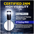 24" LED Anchor Light, Certified 2NM, Fold-Down, Polycarbonate Lens & Aluminum Tube, 12-30V DC - FO5008 - Five Oceans