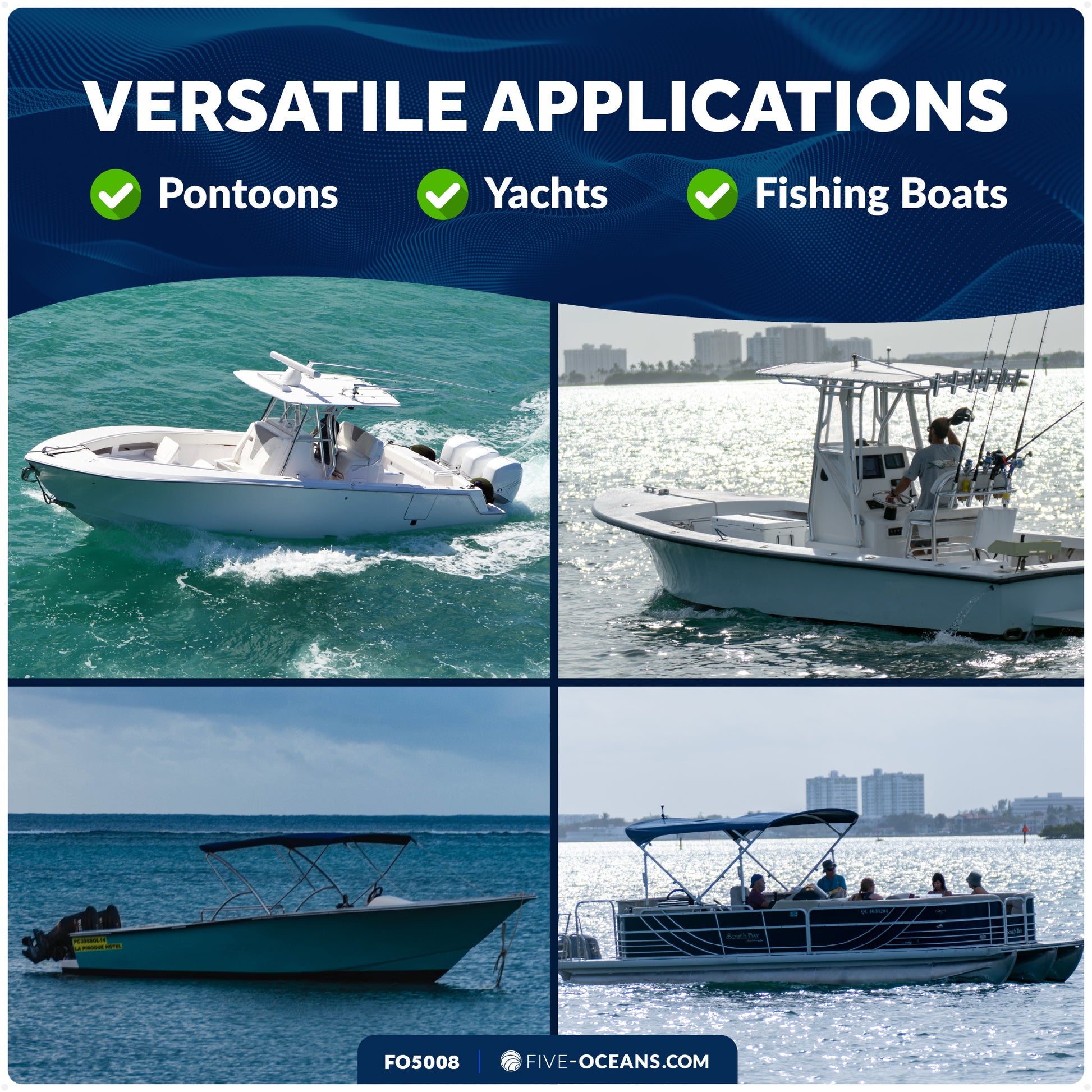 24" LED Anchor Light, Certified 2NM, Fold-Down, Polycarbonate Lens & Aluminum Tube, 12–30V DC – FO5008 - Five Oceans