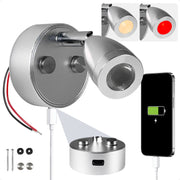 LED Reading Light with USB-C, Touch Dimmer, Warm White & Red, Aluminum Housing, 200LM, 10-28V DC - FO5012 - Five Oceans