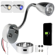 LED Reading Light with USB-C, Touch Dimmer, Warm White & Blue, Aluminum Housing, Flexible Gooseneck Style, 200LM, 10-28V DC - FO5014 - Five Oceans