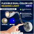 LED Reading Light with USB-C, Touch Dimmer, Warm White & Blue, Aluminum Housing, Flexible Gooseneck Style, 200LM, 10-28V DC - FO5014 - Five Oceans