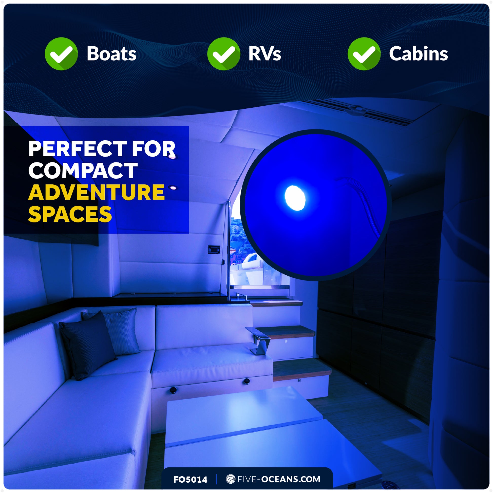 LED Reading Light with USB-C, Touch Dimmer, Warm White & Blue, Aluminum Housing, Flexible Gooseneck Style, 200LM, 10-28V DC - FO5014 - Five Oceans