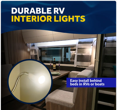 LED Reading Light with USB-C, Touch Dimmer, Aluminum Housing, Flexible Gooseneck Style, 200LM, 10-28V DC - Five Oceans