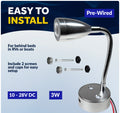 LED Reading Light with USB-C, Touch Dimmer, Aluminum Housing, Flexible Gooseneck Style, 200LM, 10-28V DC - Five Oceans