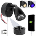 LED Reading Light with USB-C, Touch Dimmer, Warm White & Blue, Matte Black Aluminum Housing, 200LM, 10-28V DC - FO5034 - Five Oceans