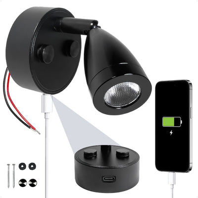 LED Reading Light with USB-C, Touch Dimmer, Gooseneck, Aluminum Housing, 200LM, 10-28V DC - Five Oceans