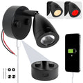 LED Reading Light with USB-C, Touch Dimmer, Warm White & Red, Matte Black Aluminum Housing, 200LM, 10-28V DC - FO5036 - Five Oceans