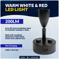 LED Reading Light with USB-C, Touch Dimmer, Warm White & Red, Matte Black Aluminum Housing, 200LM, 10-28V DC - FO5036 - Five Oceans