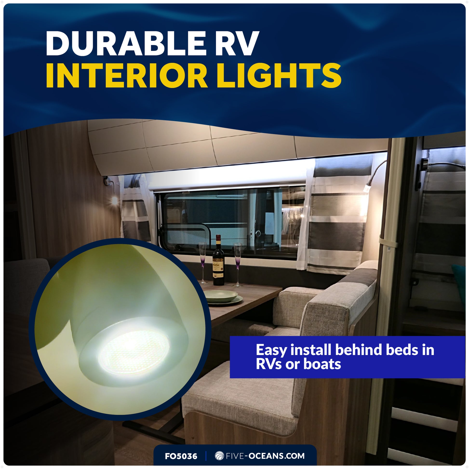 LED Reading Light with USB-C, Touch Dimmer, Warm White & Red, Matte Black Aluminum Housing, 200LM, 10-28V DC - FO5036 - Five Oceans