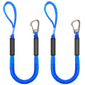4 ft PWC Bungee Dock Lines, 316 Stainless Steel Clips, Blue, 2-Pack - FO5046 - Five Oceans