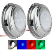 4" RGBW LED Dome Ceiling Light with Internal Drive, 12V, Stainless Steel Housing, 2-Pack - FO5052-M2 - Five Oceans