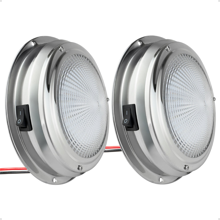 5-1/2" RGBW LED Dome Ceiling Light with Internal Drive, 12V, Stainless Steel Housing, 2-Pack - Five Oceans