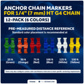 1/4" (7mm) HT G4 Anchor Windlass Chain Markers, 12-Pack, 6 Colors - FO5060 - Five Oceans