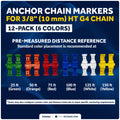 3/8" (10mm) HT G4 Anchor Windlass Chain Markers, 12-Pack, 6 Colors - FO5064 - Five Oceans