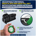 Adjustable Universal Deck Plate and Deck Fill Key with Floating Green Keychain, Fits Standard 8-Point Winch Sockets & Dual-Hole Deck Fittings, Nylon - 5068-4495-G-KIT - Five Oceans