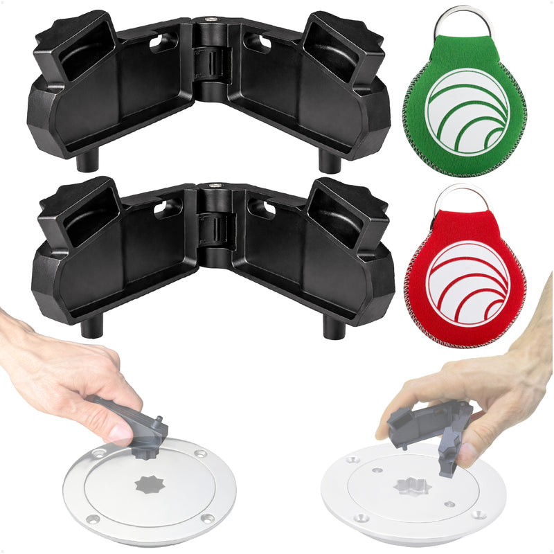Adjustable Universal Deck Plate and Deck Fill Key with Floating Green/Red Keychain, Fits Standard 8-Point Winch Sockets & Dual-Hole Deck Fittings, Nylon, 2-Pack - 5068-4495-R-G-KIT-M2 - Five Oceans