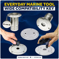 Adjustable Universal Deck Plate and Deck Fill Key with Floating Red Keychain, Fits Standard 8-Point Winch Sockets & Dual-Hole Deck Fittings, Nylon - 5068-4495-R-KIT - Five Oceans