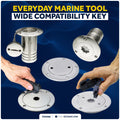 Adjustable Universal Deck Plate and Deck Fill Key, Fits Standard 8-Point Winch Sockets & Dual-Hole Deck Fittings, Nylon - FO5068 - Five Oceans